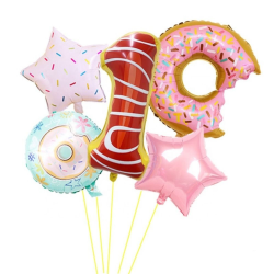 Donut Tal Folieballon S�t / Ballon Buket Med K�mpe Tal Ballon