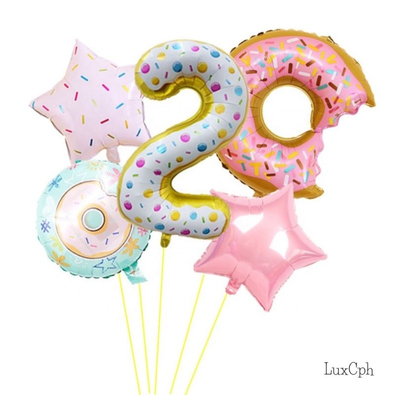 Donut Tal Folieballon St / Ballon Buket Med Kmpe Tal Ballon