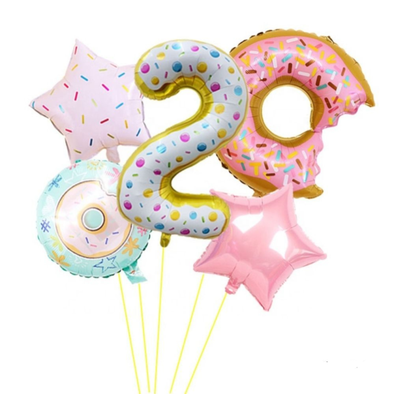 Donut Tal Folieballon S�t / Ballon Buket Med K�mpe Tal Ballon