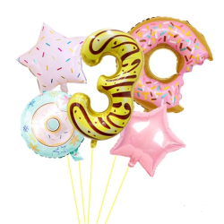 Donut Tal Folieballon S�t / Ballon Buket Med K�mpe Tal Ballon