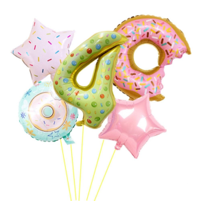 Donut Tal Folieballon S�t / Ballon Buket Med K�mpe Tal Ballon