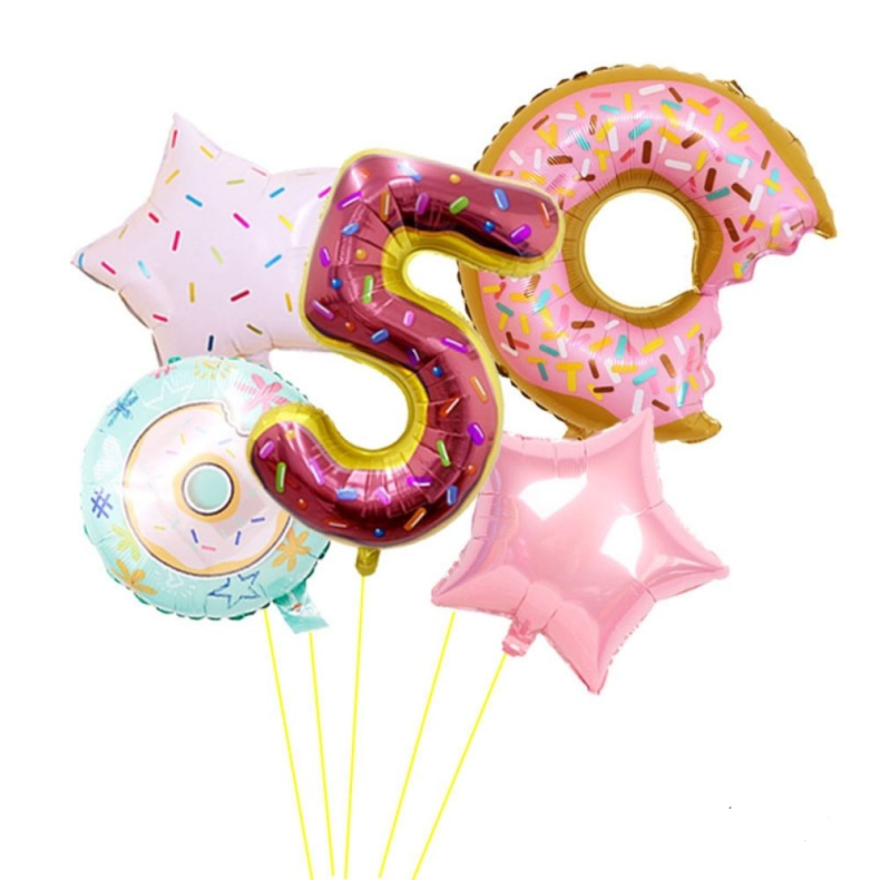 Donut Tal Folieballon S�t / Ballon Buket Med K�mpe Tal Ballon