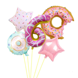 Donut Tal Folieballon S�t / Ballon Buket Med K�mpe Tal Ballon