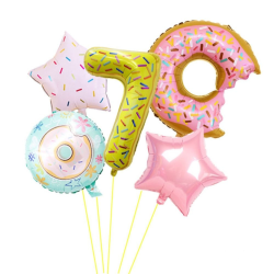 Donut Tal Folieballon S�t / Ballon Buket Med K�mpe Tal Ballon