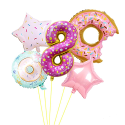 Donut Tal Folieballon S�t / Ballon Buket Med K�mpe Tal Ballon