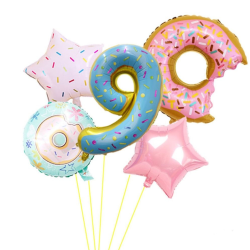 Donut Tal Folieballon S�t / Ballon Buket Med K�mpe Tal Ballon