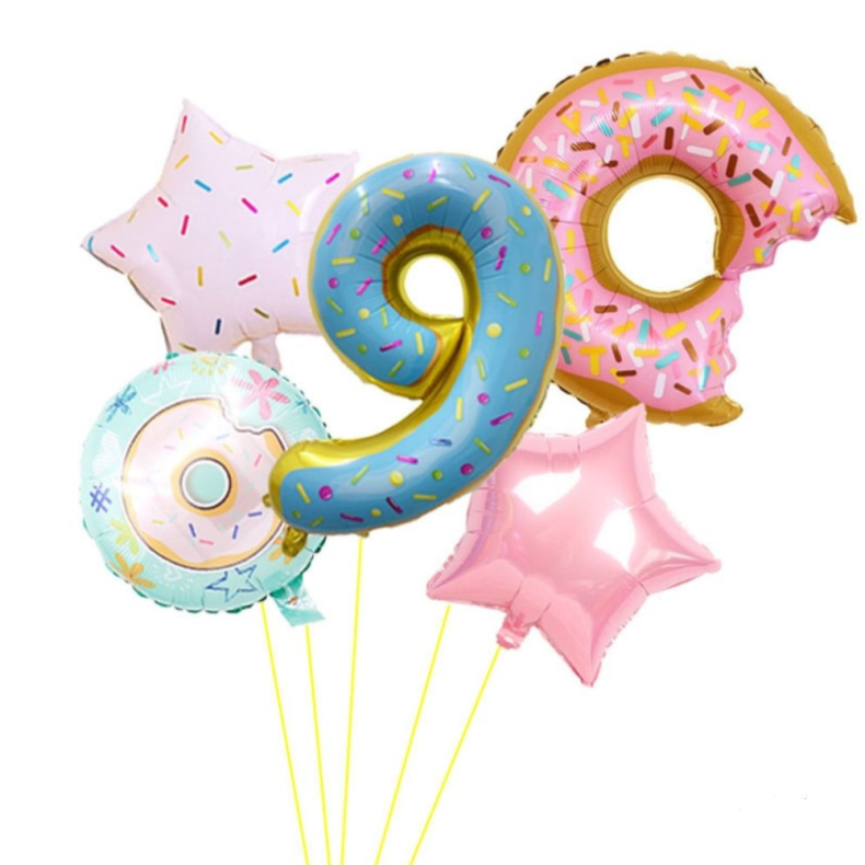 Donut Tal Folieballon S�t / Ballon Buket Med K�mpe Tal Ballon