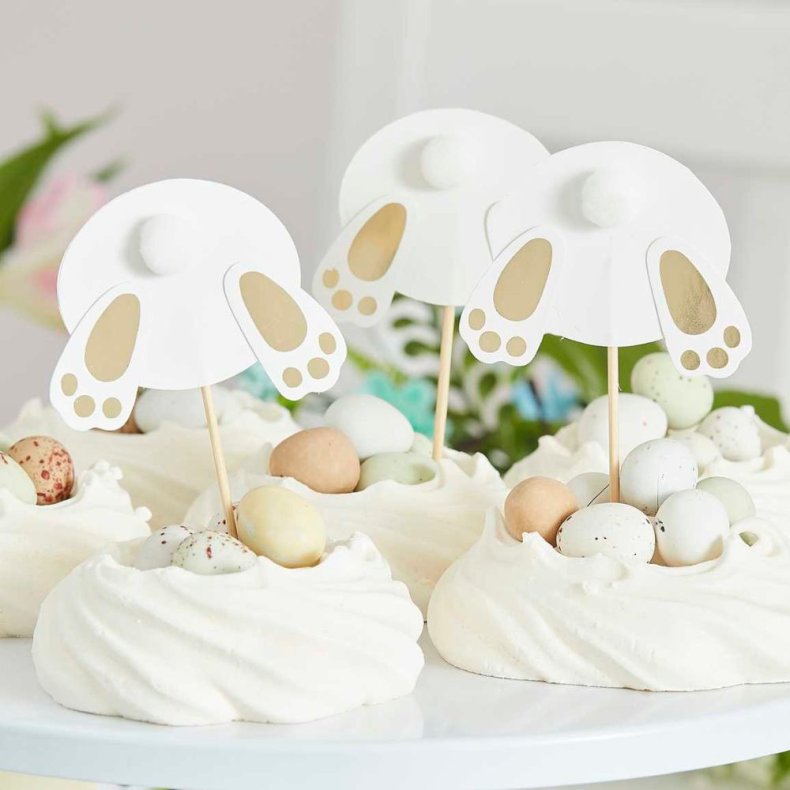 Guld Pske Kanin Bum Cupcake Toppers