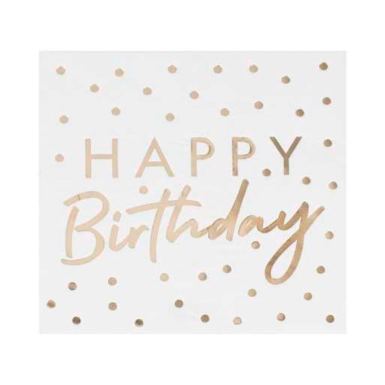 Prikkede Happy Birthday Servietter Guld