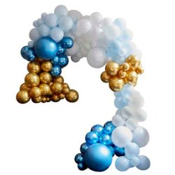 Ballonbue Bl / Guld / Krom/ Hvid 