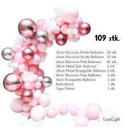 Ballonbue Lyserd / Hvid / Rosaguld / Slv 