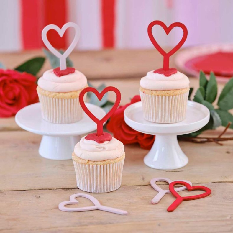 Rde Hjerte Cupcake Topper