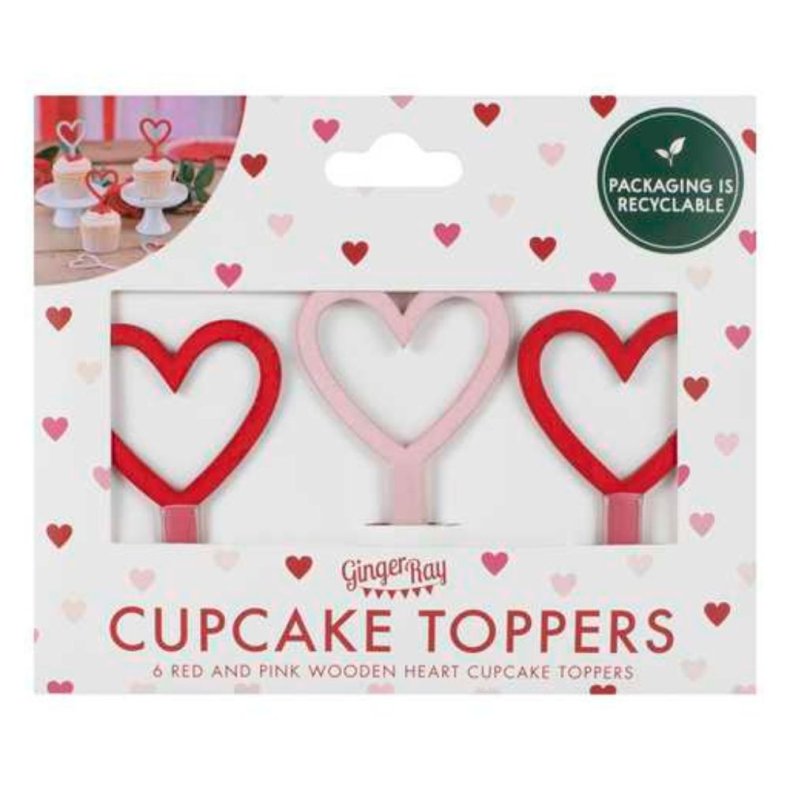 Rde Hjerte Cupcake Topper
