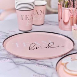 Team Bride Paptallerkner Lyserd Polterabend 