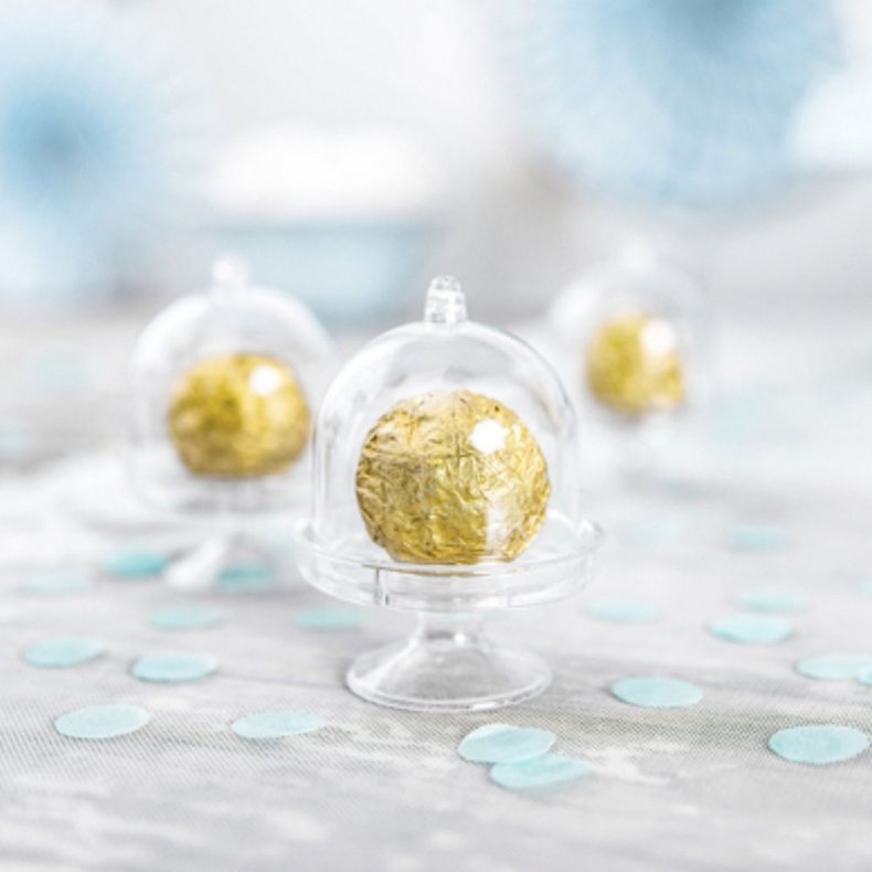 Transparente Mini Kagestand / Kagefad 3 stk.