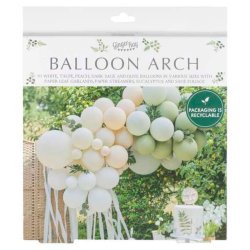 Ballonbue Kit Grn /  Fersken / Hvid Med Blade og Crepe Papir